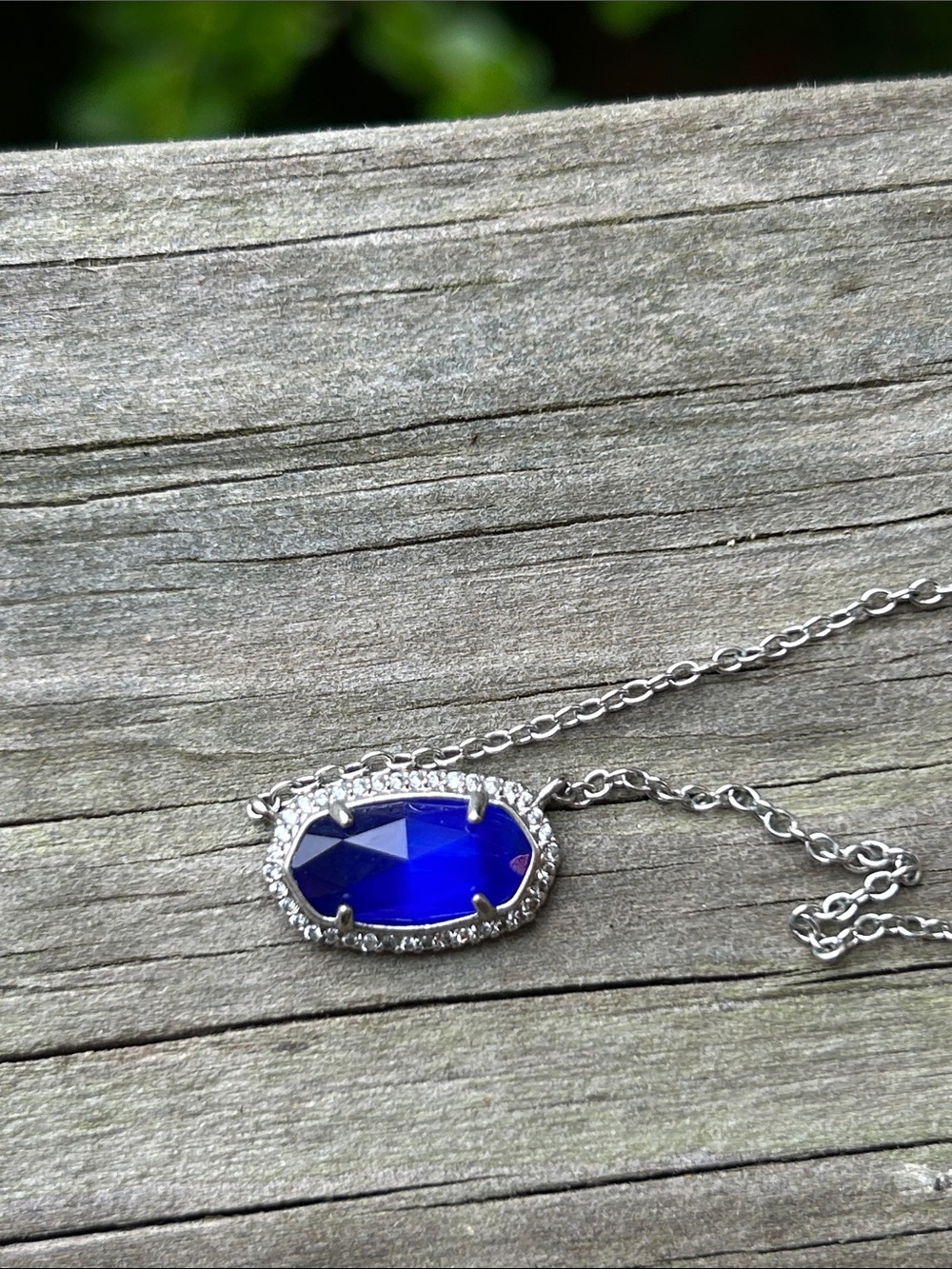 Kendra Scott Royal Blue Elisa sparkle halo Pendant Necklace - Silver